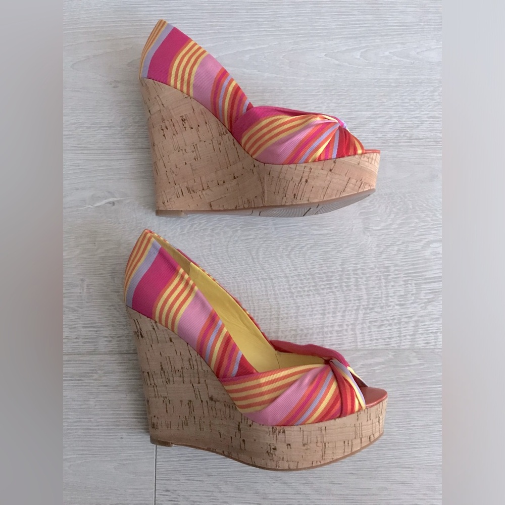 Nine West Chillpill Peep Toe Platform Wedge Sandals - Picture 4 of 8